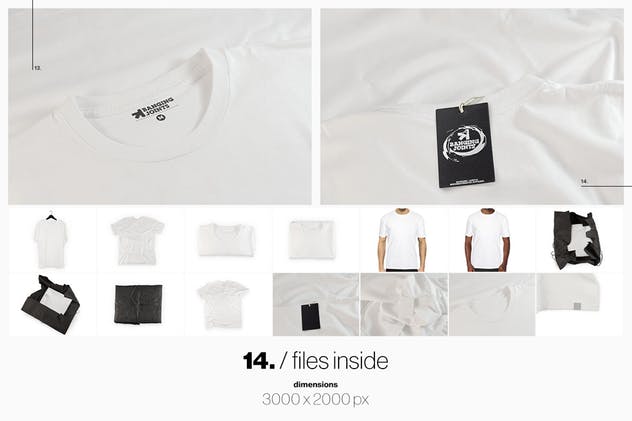 时尚白色皱纹T恤服装样机 White T-Shirt Presentation Mockup插图(6)