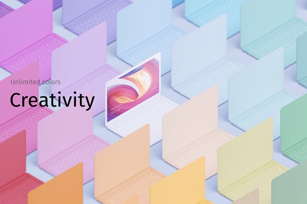 MacBook Pro等距创意样机模板 Macbook PRO Isometric Creative Mockup插图(1)