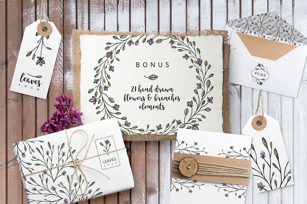 自然＆花卉主题天然有机植物相关品牌Logo设计模板 Nature & Floral Logos + BONUS插图(3)