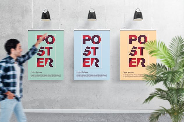 3D展厅橱窗广告海报样机 Poster Mockups插图(1)