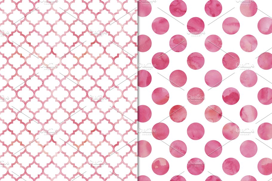 暖色水彩波尔卡圆点图案素材 Warm Watercolor Polka Dot Patterns插图(2)