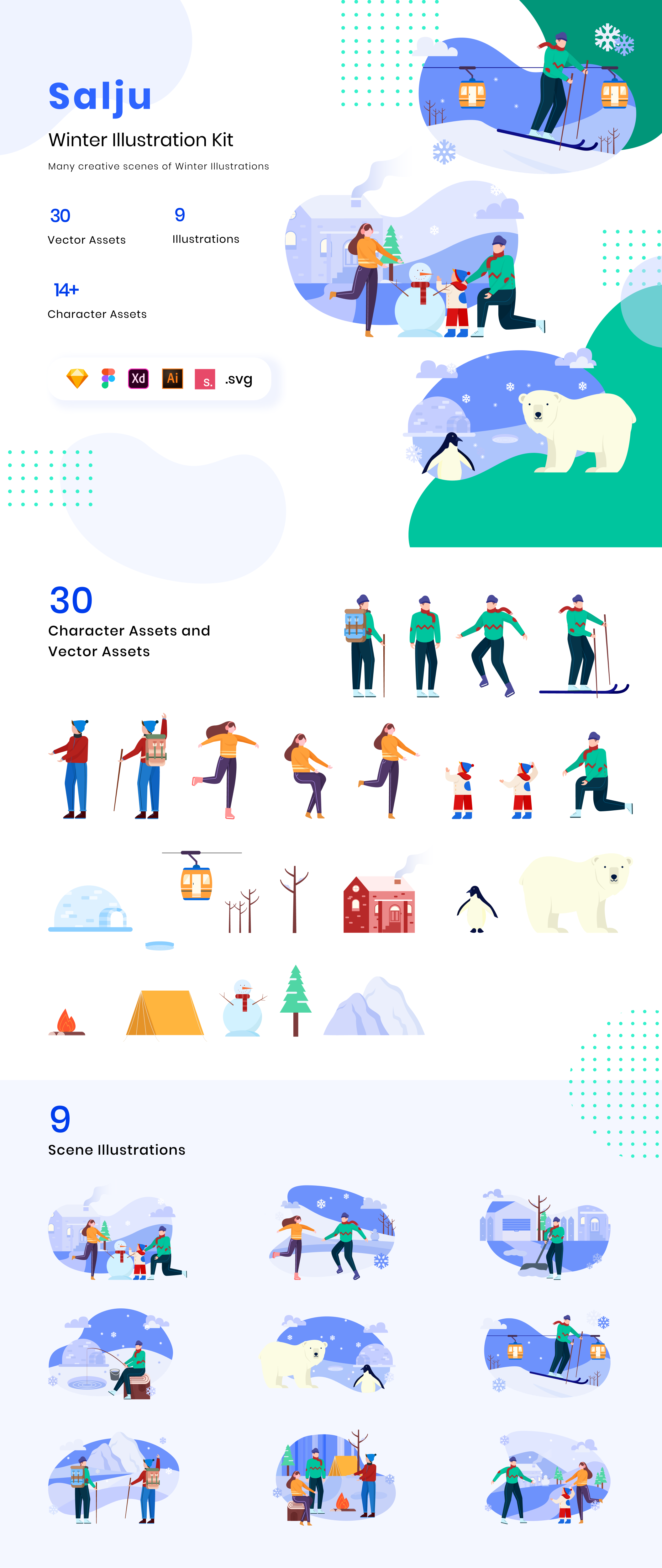 素材库下午茶：冬季主题矢量插画素材合集插图