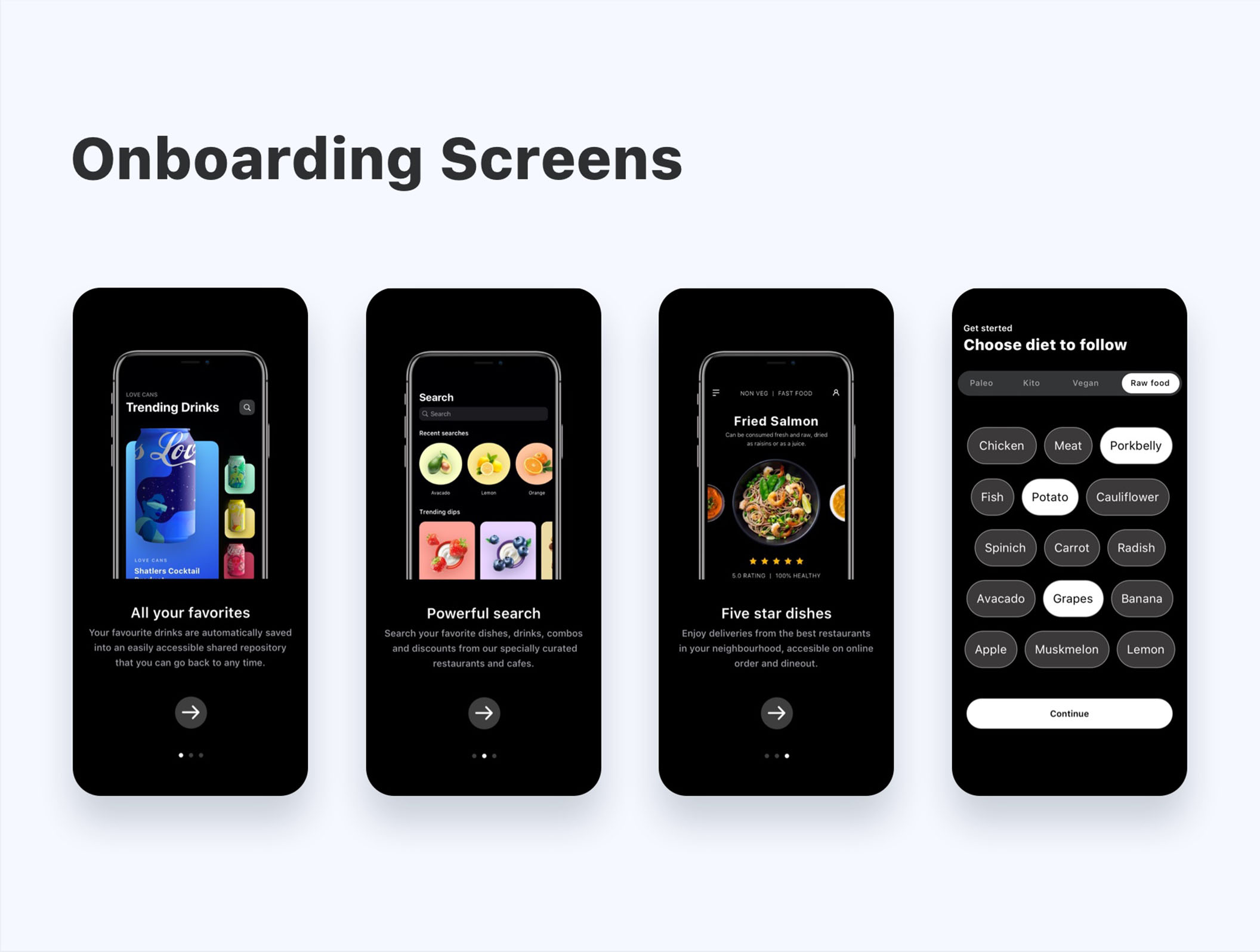 素材库下午茶:新鲜食品订购应用程序APP UI设计SKETCH模板插图(1)