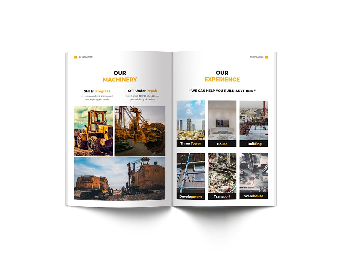 建筑公司/建筑师团队宣传画册设计模板 Construction A4 Brochure Template插图(13)