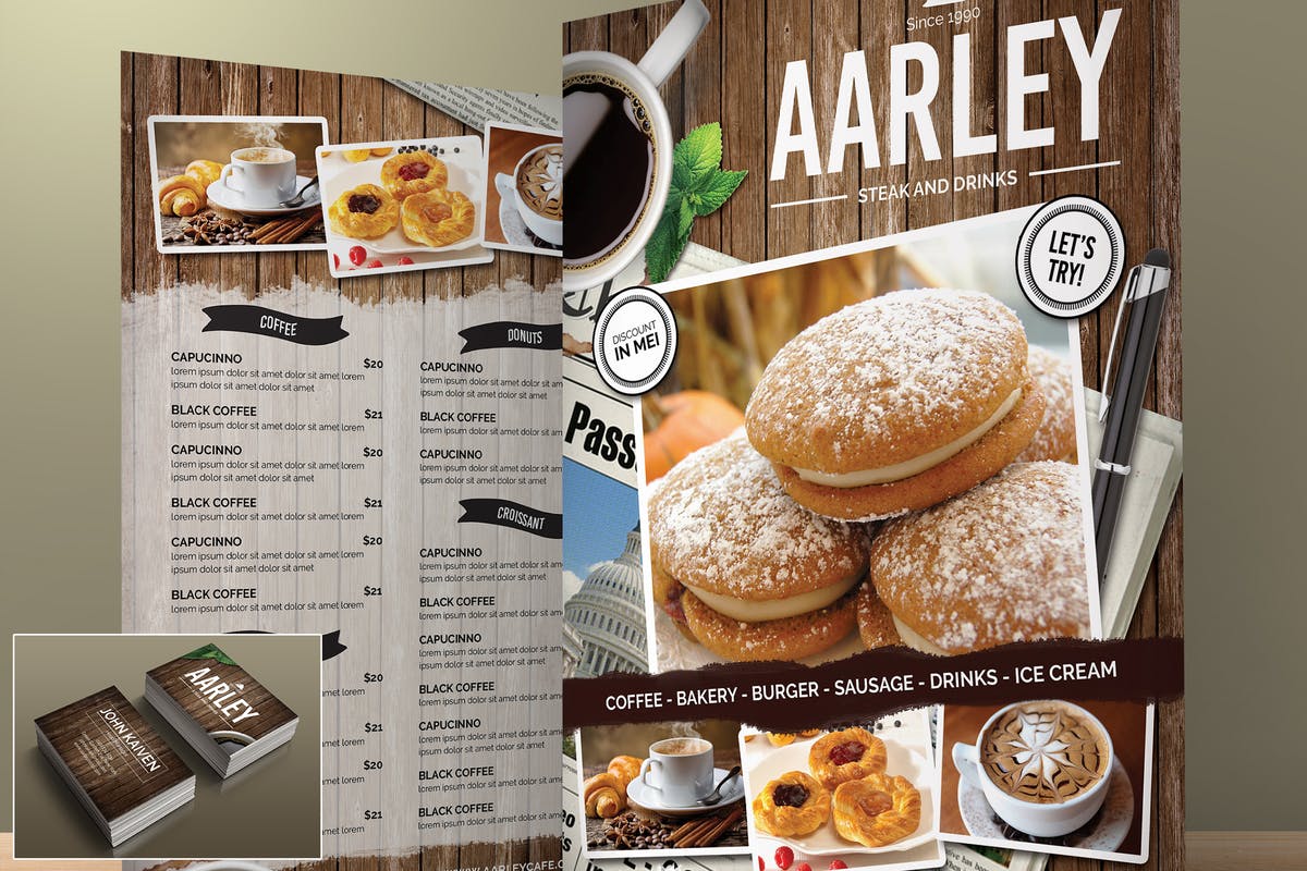 经典高档咖啡厅面包店菜单PSD模板 Cafe Menu插图