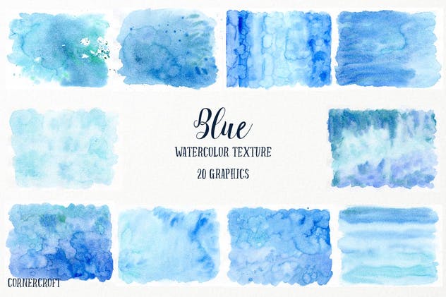 蓝色海洋水彩纹理素材 Watercolor Texture Blue插图(3)