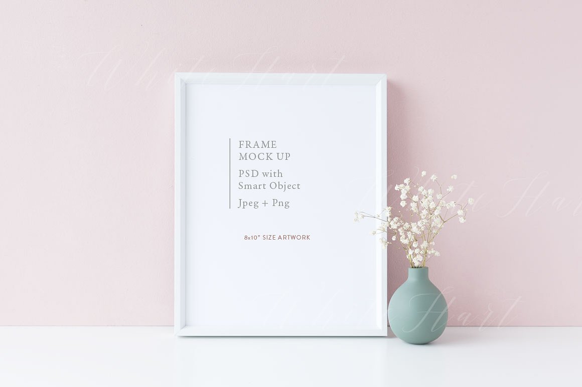 白色框架8 x10画框样机模板 White 8×10" frame mock up插图
