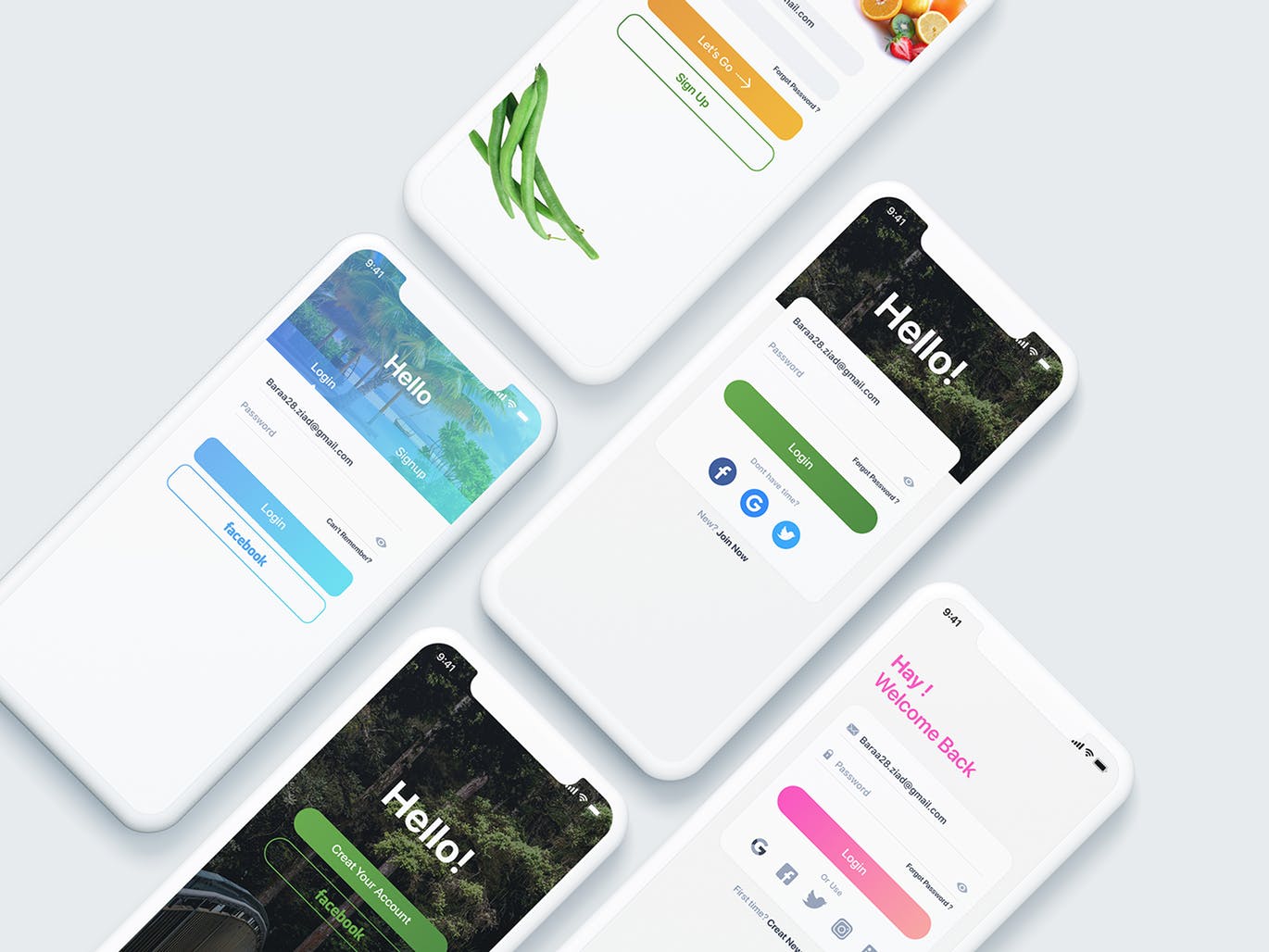 5款APP应用登录界面设计PSD模板 Login UI Screens插图(1)