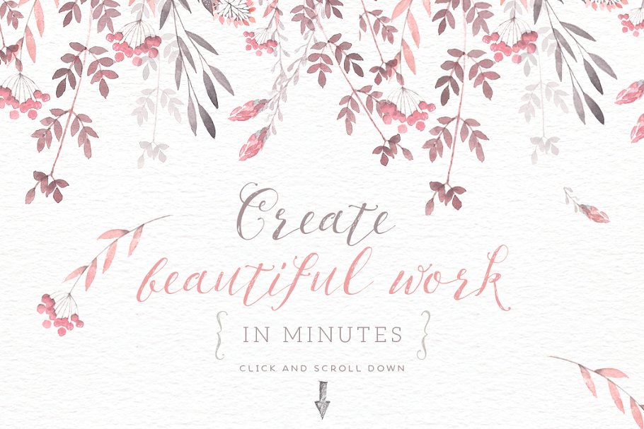 水彩花卉边界装饰插画元素 Watercolor floral borders插图(1)