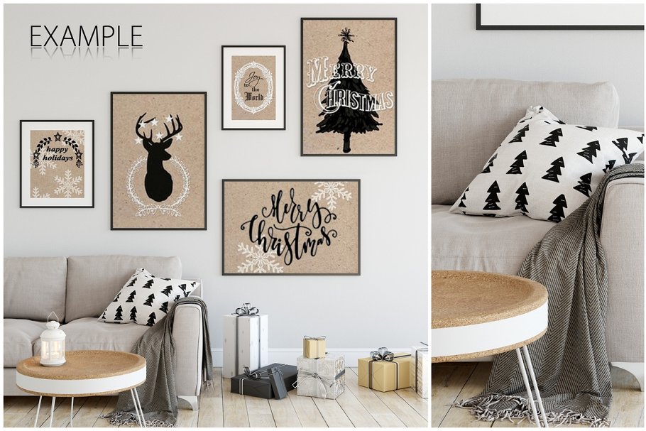 圣诞主题画框相框样机 Christmas Interiors Frame Mockup插图(11)