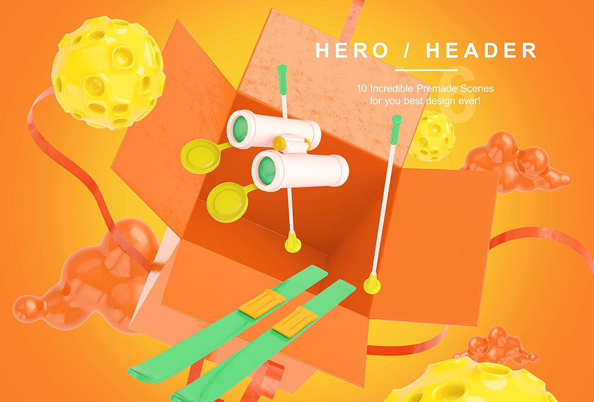 Bright Travel Items Scene Generator卡通风格的旅游物品展示样机下载 1.38 GB[psd]插图(7)