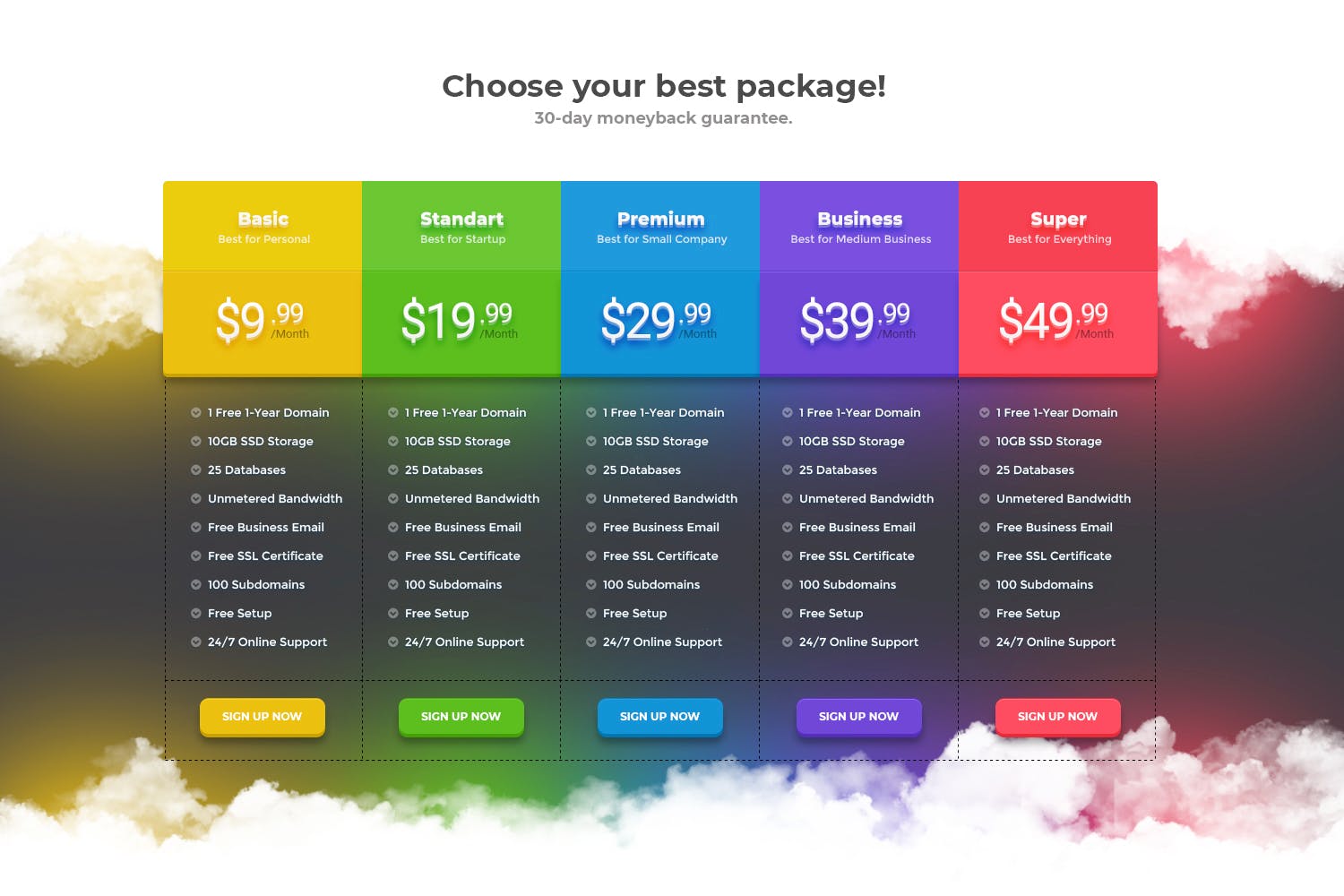 网站服务价格表单UI设计模板v28 Price Table 28插图