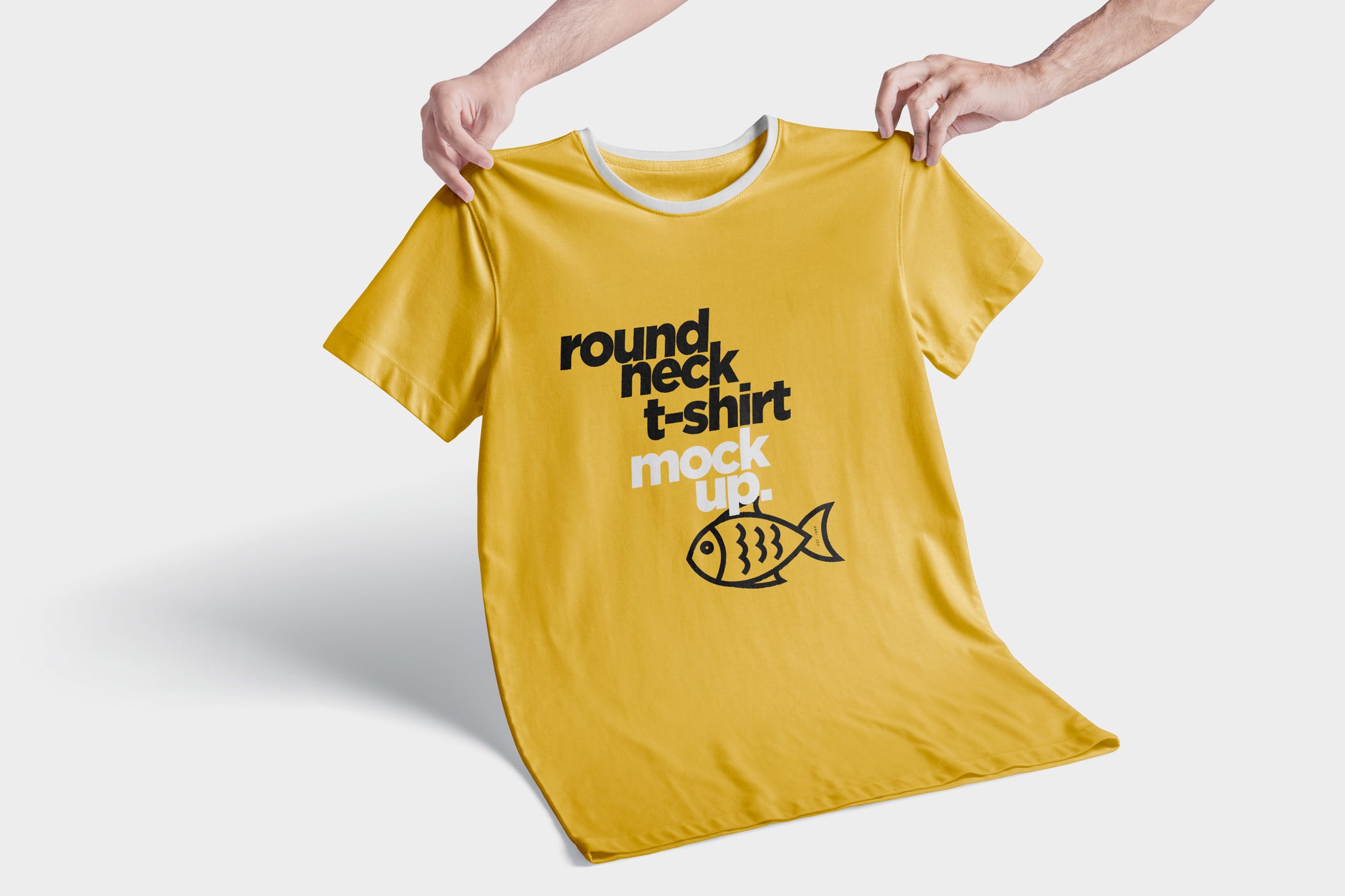圆领T恤服装印花设计效果展示样机 Round-Neck T-Shirt Mockups插图