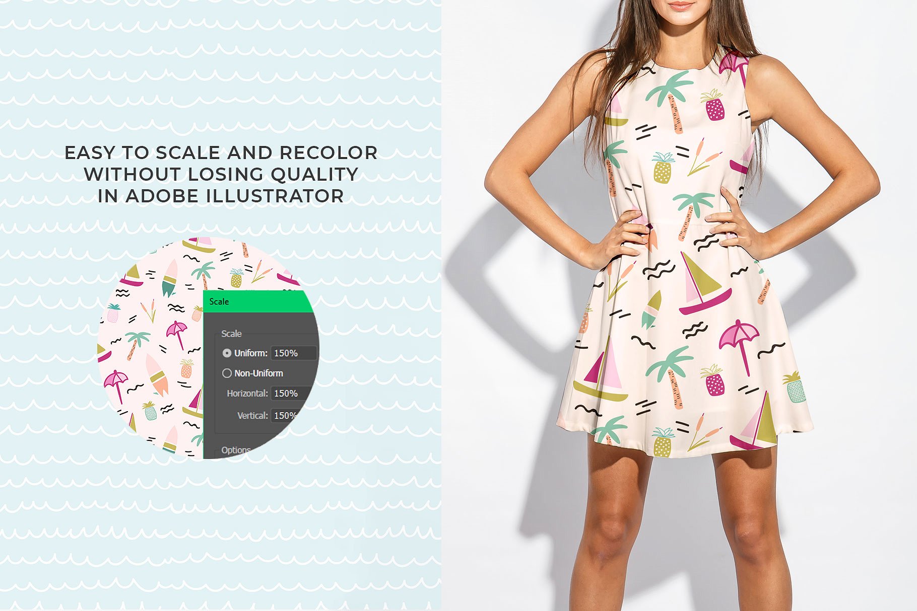 夏日色彩斑斓图案纹理 Summer Time Vector Patterns插图(4)