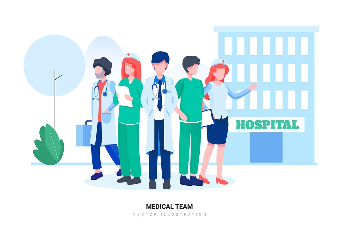 医院&医疗场景矢量插画素材v1 Hospital & Healthcare Vector Scenes插图(10)