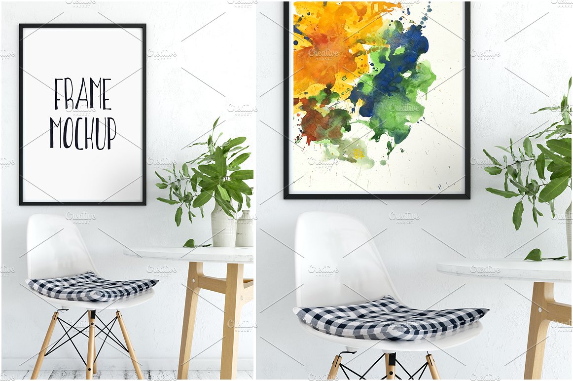 现代风格画框样机 Scandi Interior Frame Mockup – 04插图(1)