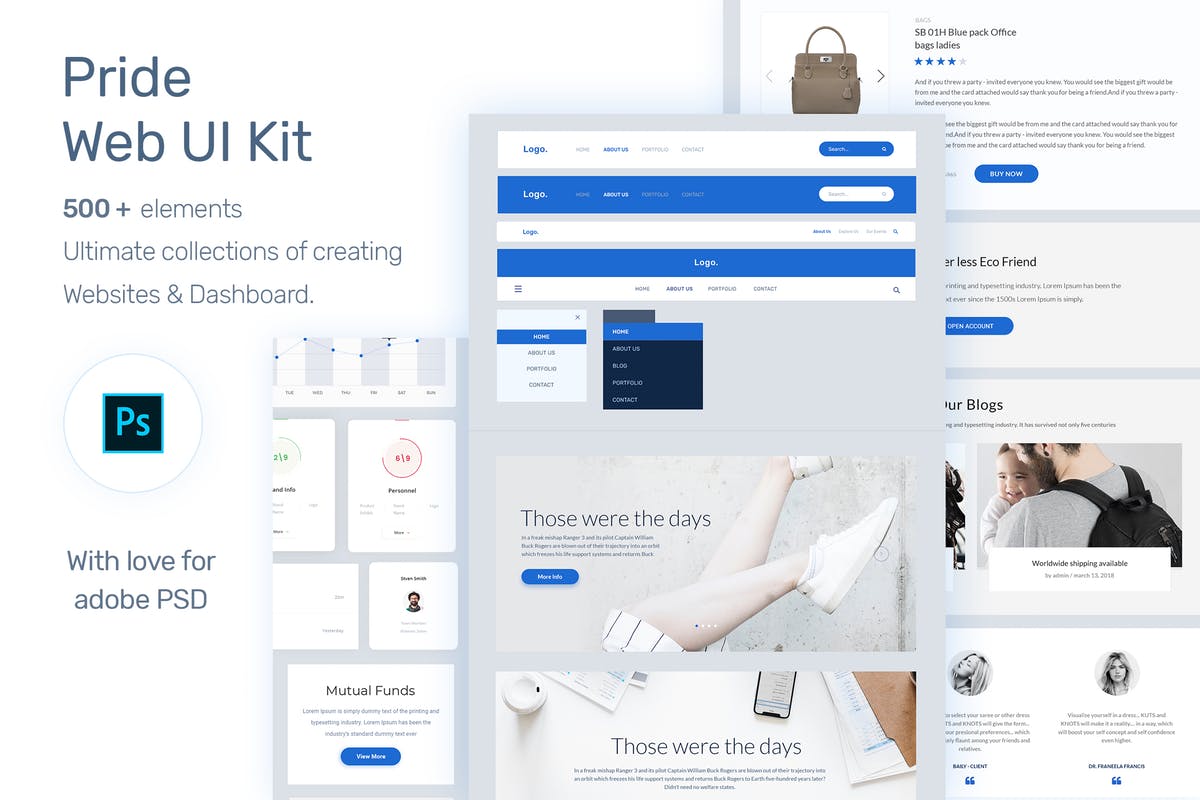 Web&APP开发/电商应用 Web UI 模板UI套件 Pride – Web UI Kit插图