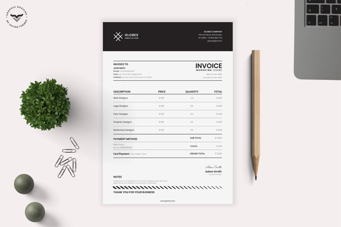 极简主义企业服务清单发票/票据模板 Minimal Invoice Template插图(1)