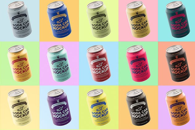 苏打水/碳酸饮料易拉罐样机 Soda can mockup插图(2)