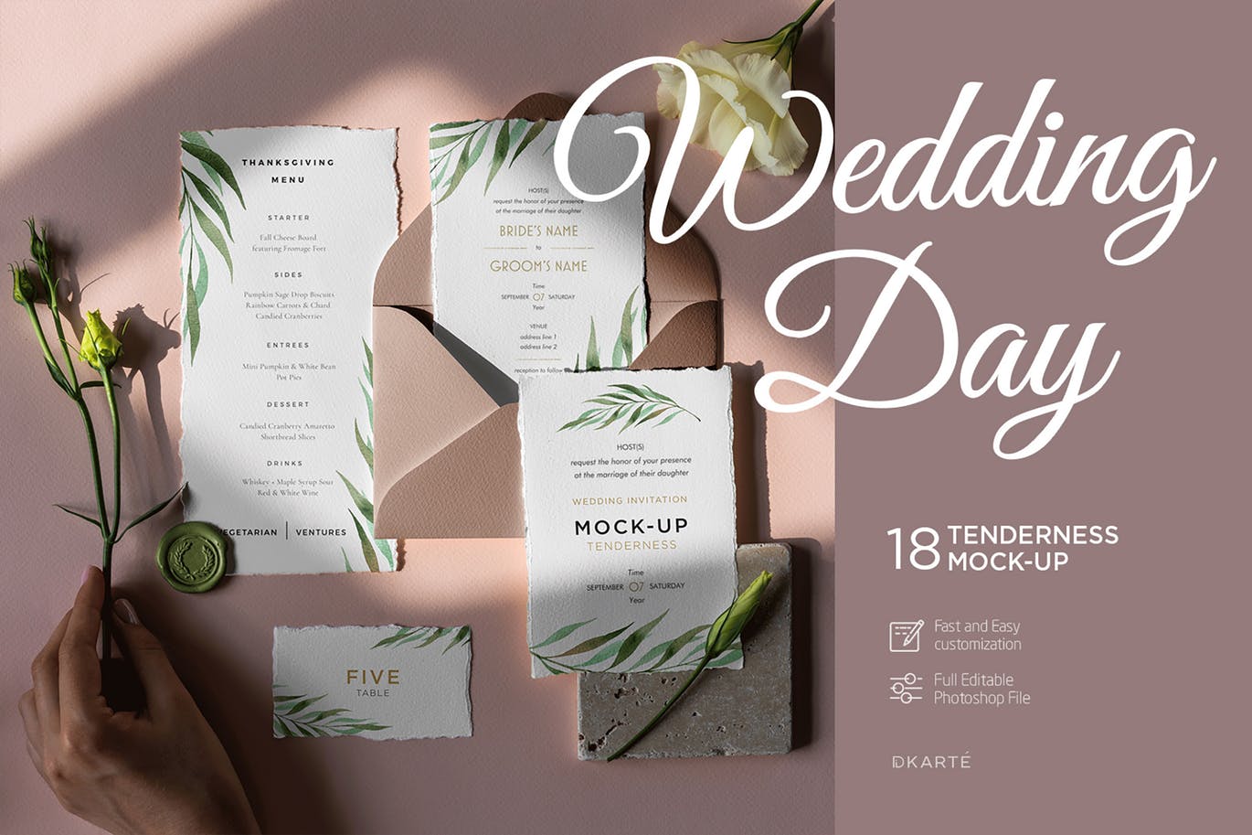 婚礼邀请设计素材效果预览样机套装 Wedding Day Mock-Up Tenderness插图