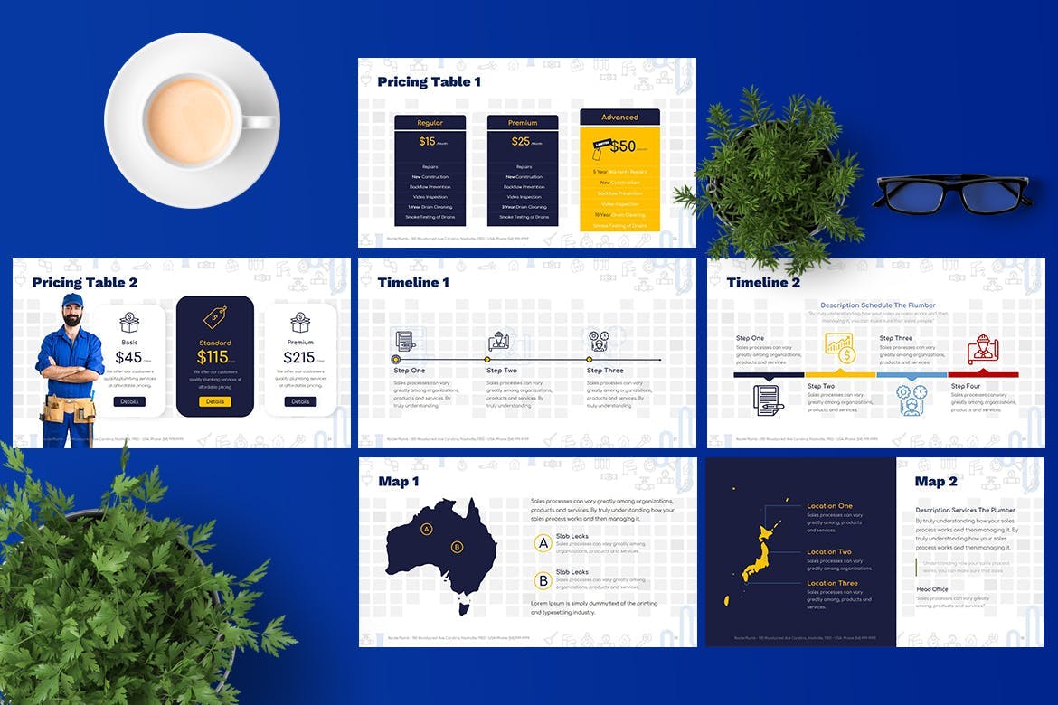 时尚高端房地产物业公司管道服务行业powerpoint演示模板（pptx）插图(2)