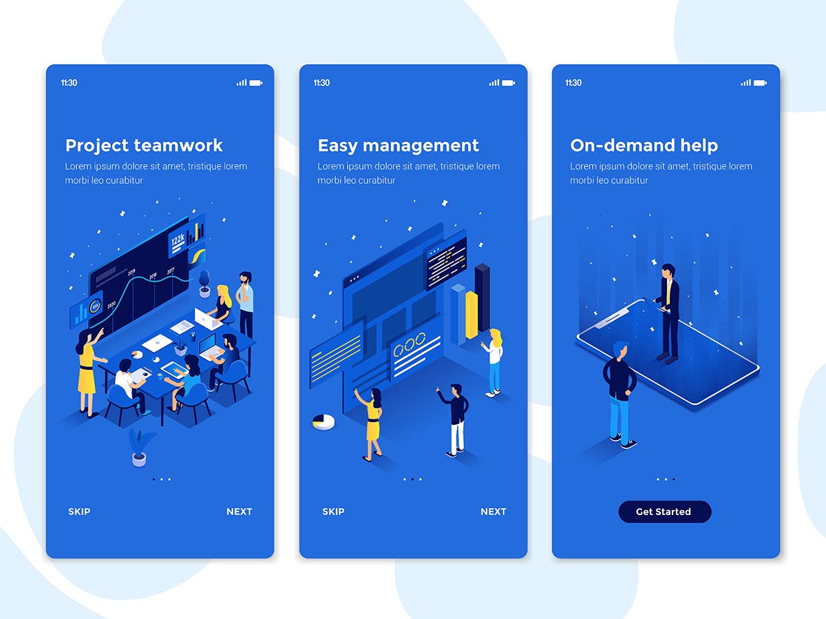 等距概念插画设计风格APP应用引导页设计模板 Modern user interface UX, UI screen template插图(3)