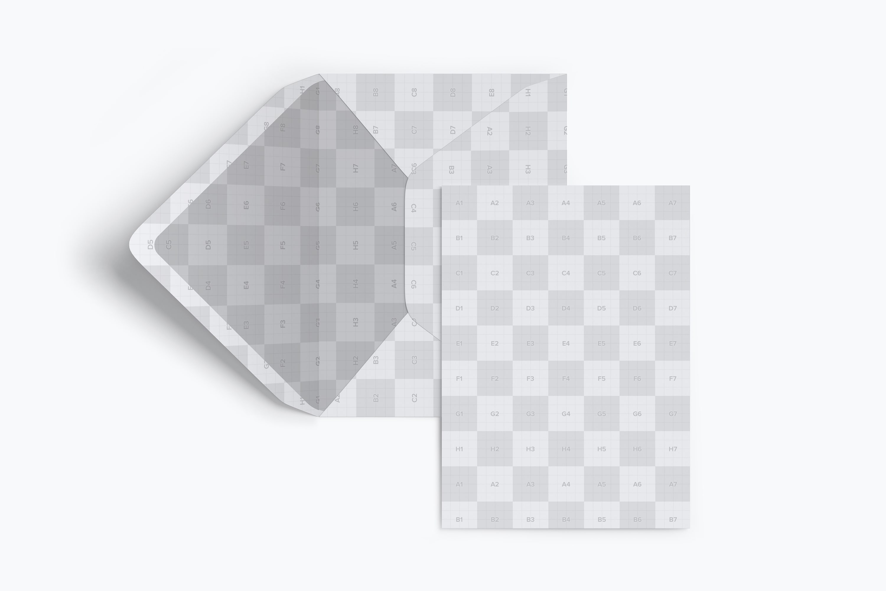 A7尺寸信封外观和贺卡设计图样机模板 A7 Envelope and Portrait Card Mockup插图(2)