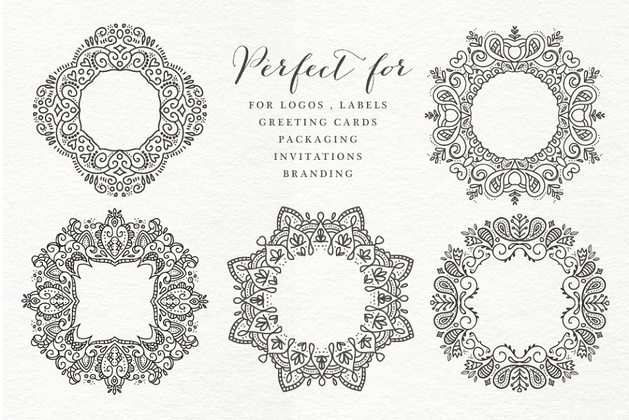 10个亚洲吉普赛风格的几何装饰框架 10 Gypsy-Style Frames & 5Bonus Logos插图(2)