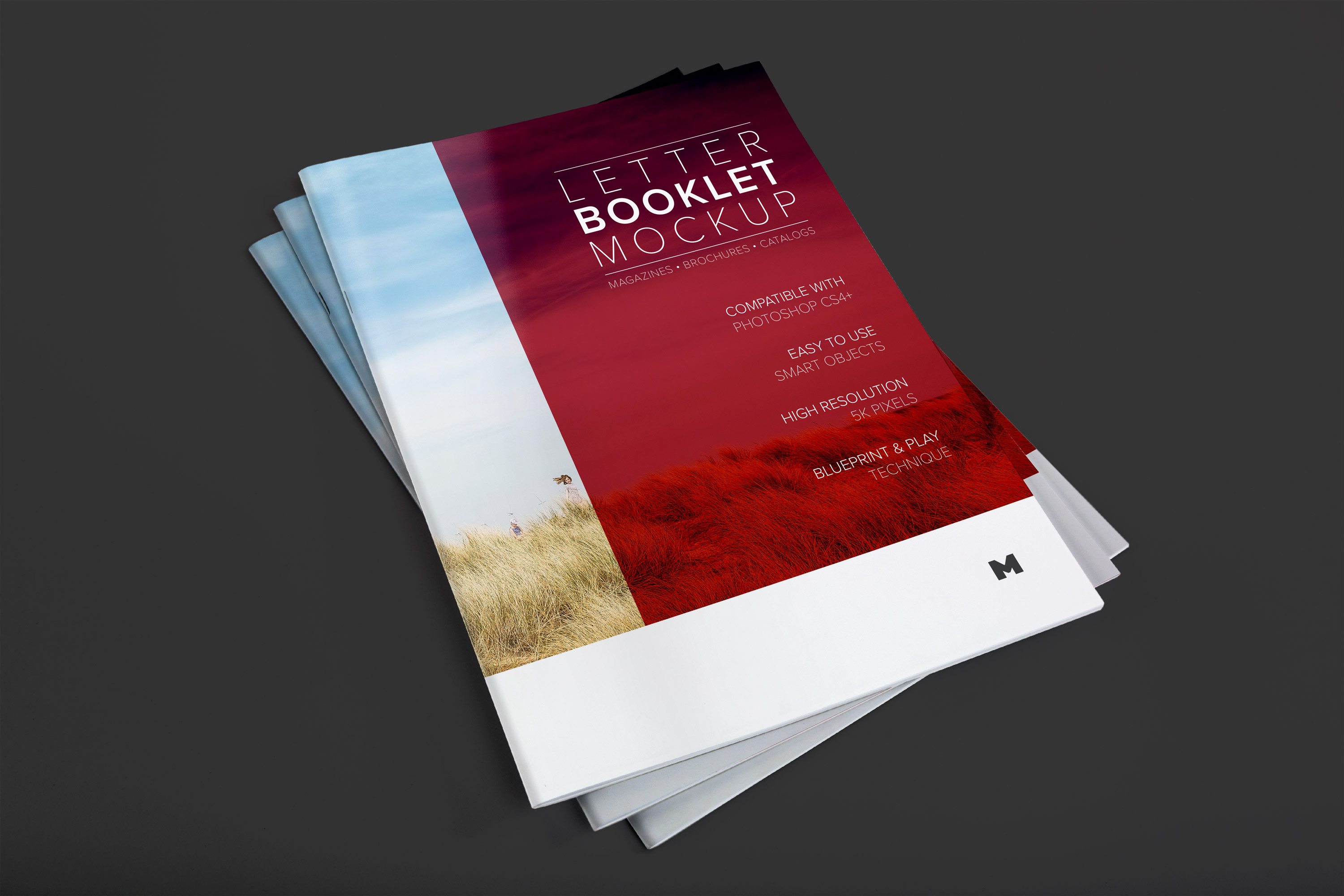 信纸尺寸企业宣传小册子封面设计样机01 Letter Booklet Stack Cover Mockup 01插图(1)