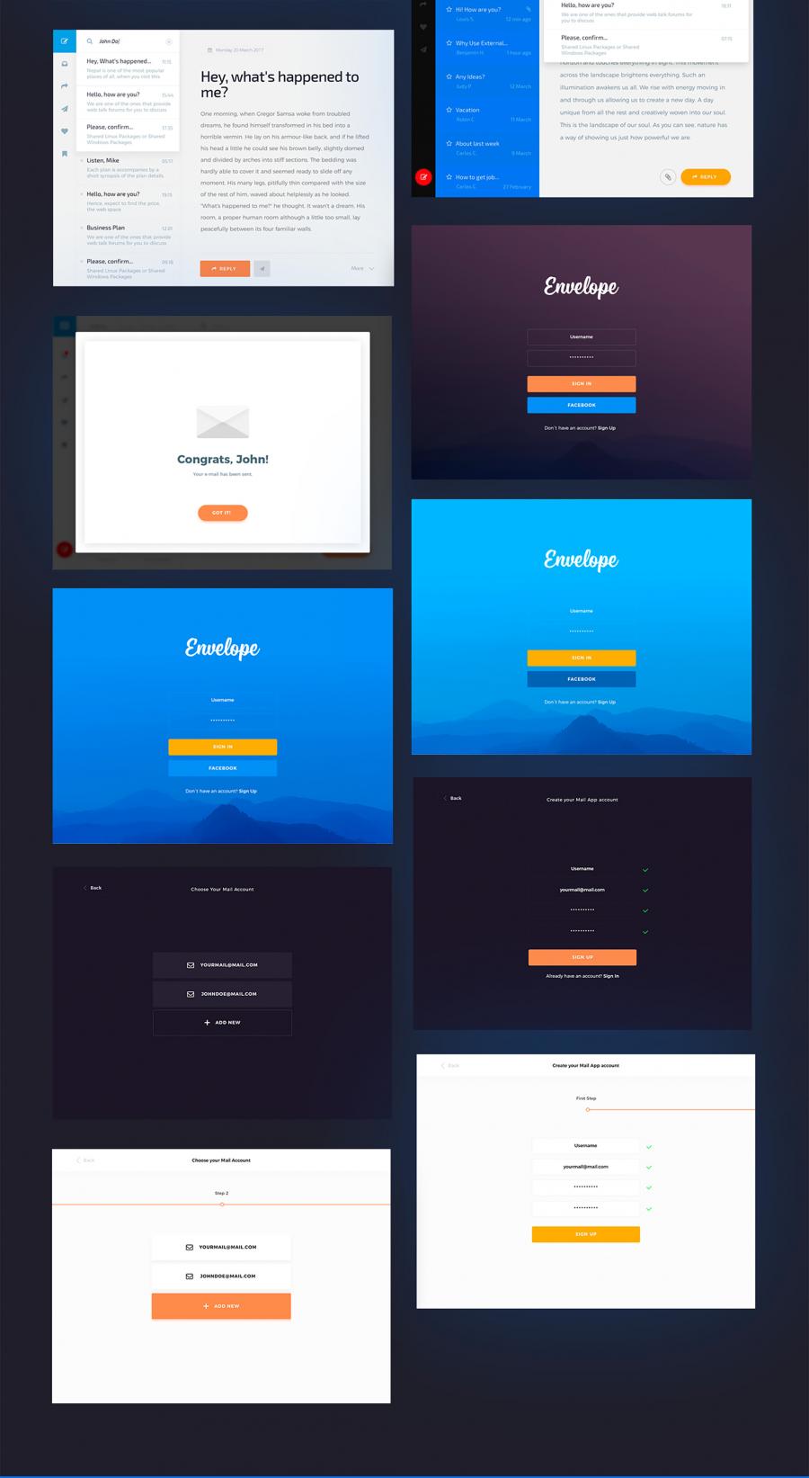 一套支持多种设备分辨率的邮件UI KITS下载[PSD,Sketch]插图(6)