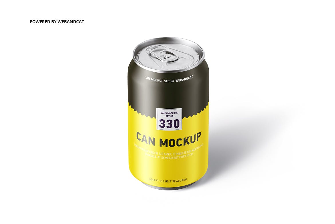 330ML容量易拉罐头外观设计样机模板 330ml Can Mock-up插图(3)