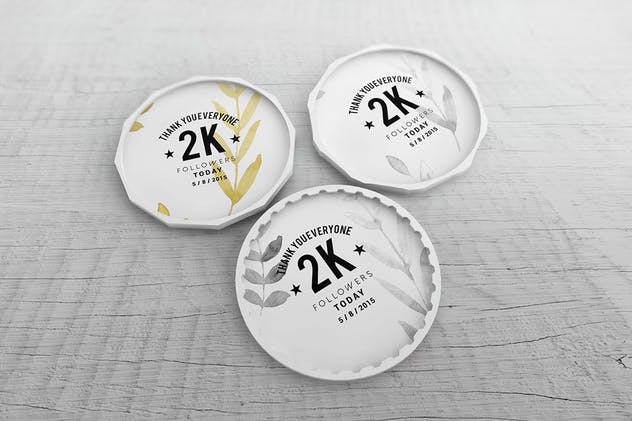 简约酒杯/咖啡杯垫样机V2 Coaster Mockups V2插图(1)