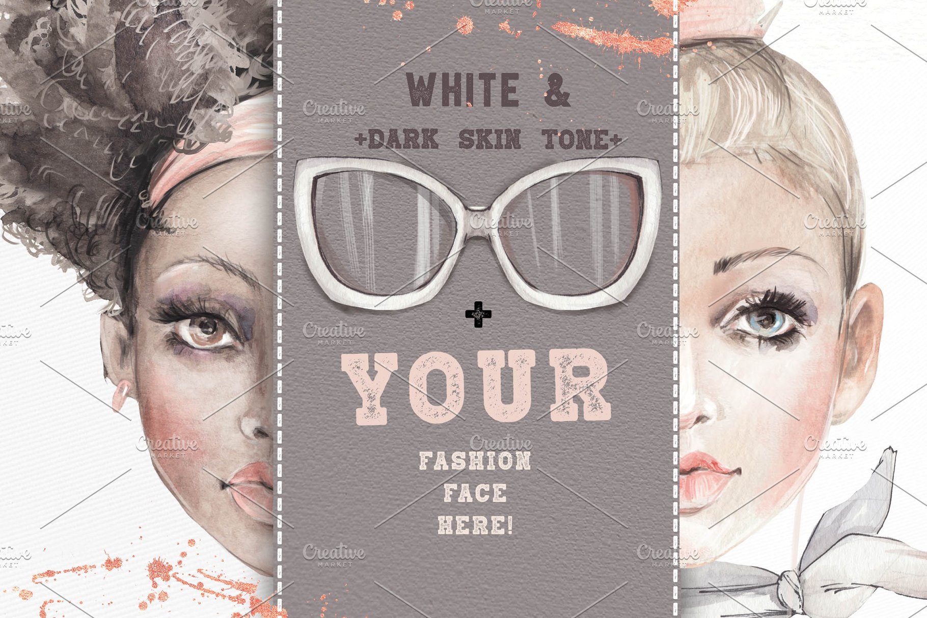 时尚花俏面孔插画剪贴画 FANCY FACES插图(2)