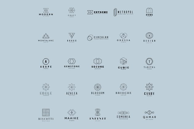 极简主义几何图形Logo标志模板V2 Geometric Logos Vol.2插图(1)