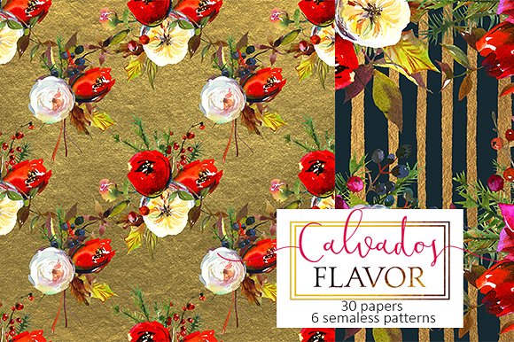 圣诞花饰纸张图案纹理素材 Christmas floral paper pattern pack插图(20)