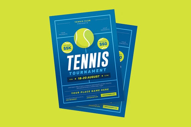 网球比赛活动预告海报设计模板 Tennis Tournament Event Flyer插图(3)