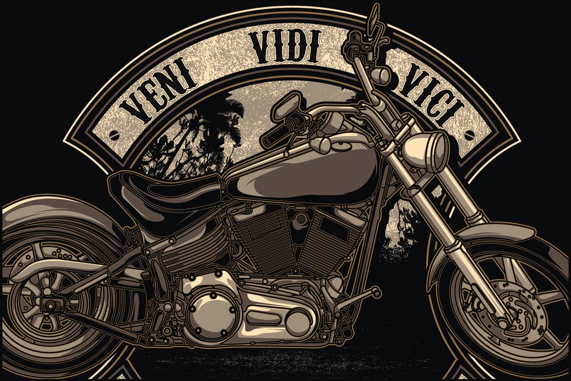 地狱摩托T恤印花图案设计矢量插画素材库精选素材 Highway to hell插图(1)