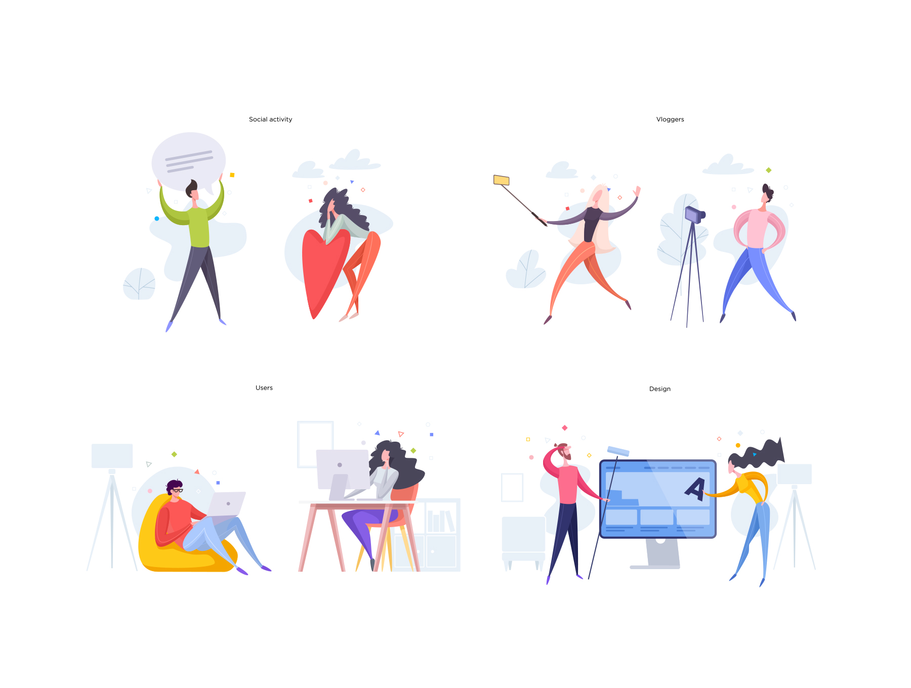 素材库下午茶：个性的时尚矢量插画素材套装下载[XD,Sketch]插图(1)