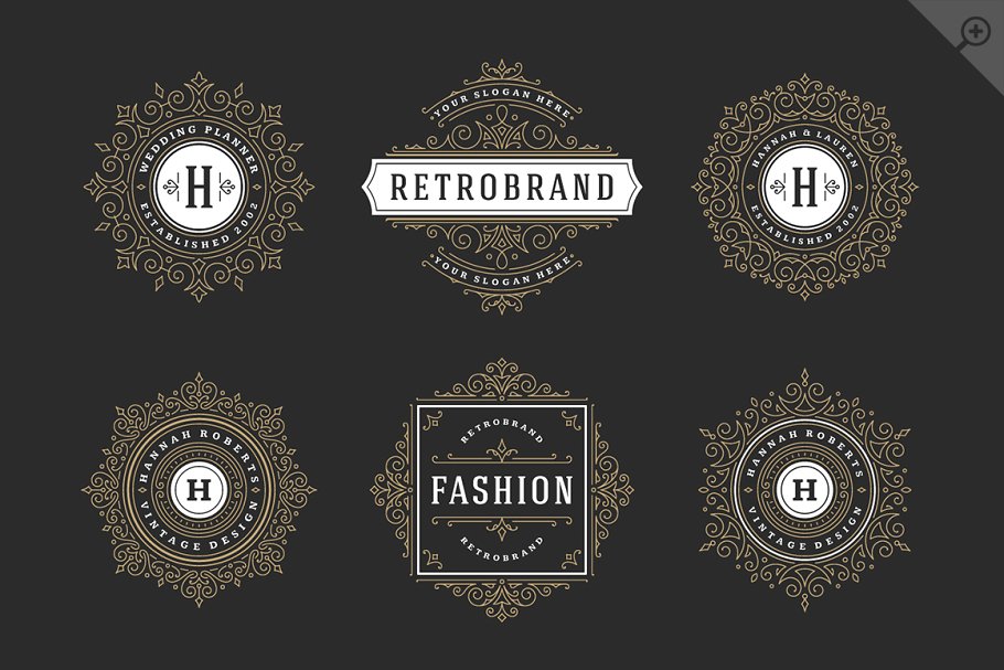 250个复古装饰风格Logo模板 250 ornaments logos & monograms插图(16)