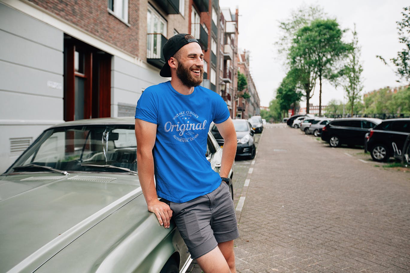 男士T恤印花设计模特上身效果预览样机 T-Shirt Mockup Collection 01插图(1)