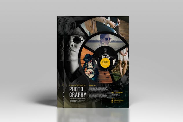 圆环拼凑风格摄影主题海报设计模板素材 Photography Flyer Template插图(1)