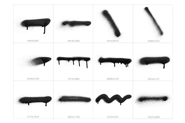 69款油漆喷雾效果喷墨形状素材 69 Stroke Spray Shapes插图(1)