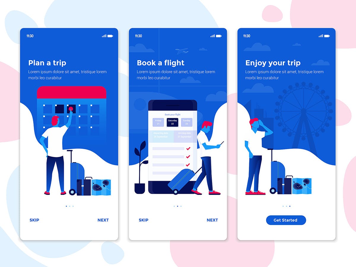 现代UI设计风格APP应用启动页设计模板 Modern user interface UX, UI screen templates插图(5)