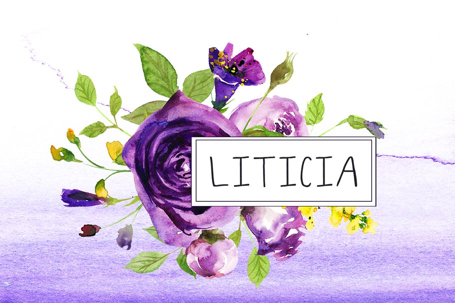 紫罗兰水彩剪贴画合集 Purple Violet Flowers Clipart Set插图(9)