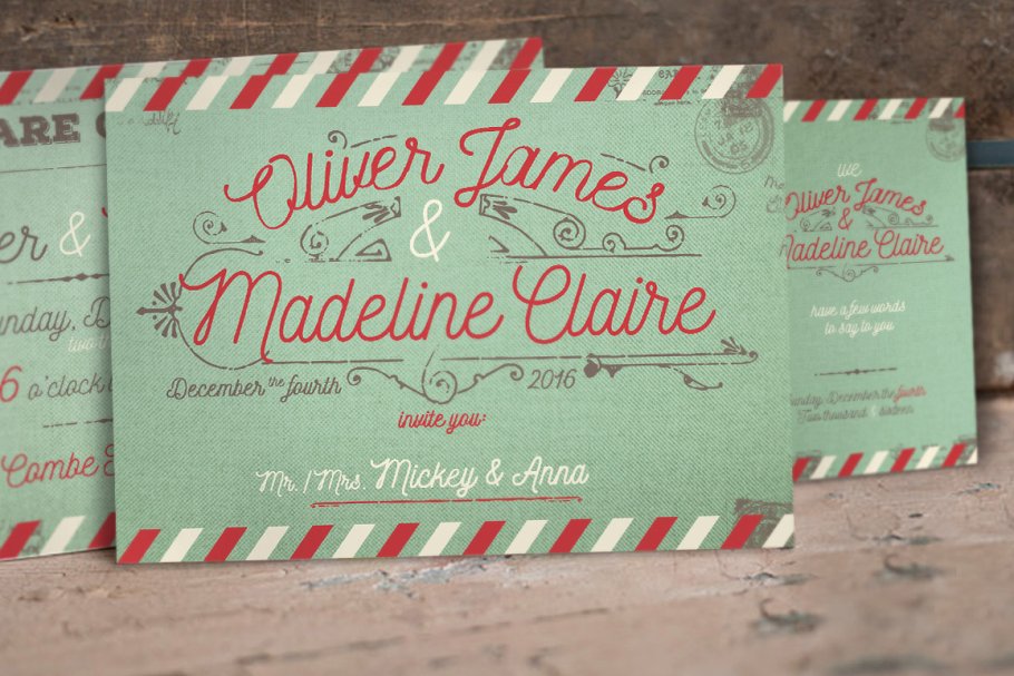 复古航空邮件婚礼设计套件 Vintage Airmail Wedding Suite插图