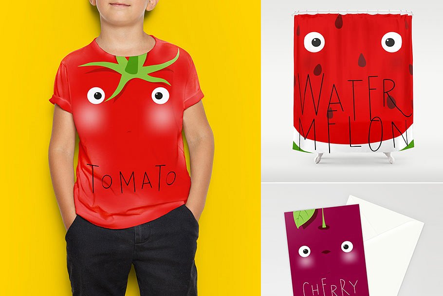 可爱卡通风水果蔬菜插画合集 Fruits & Vegetables Muzzles插图(1)