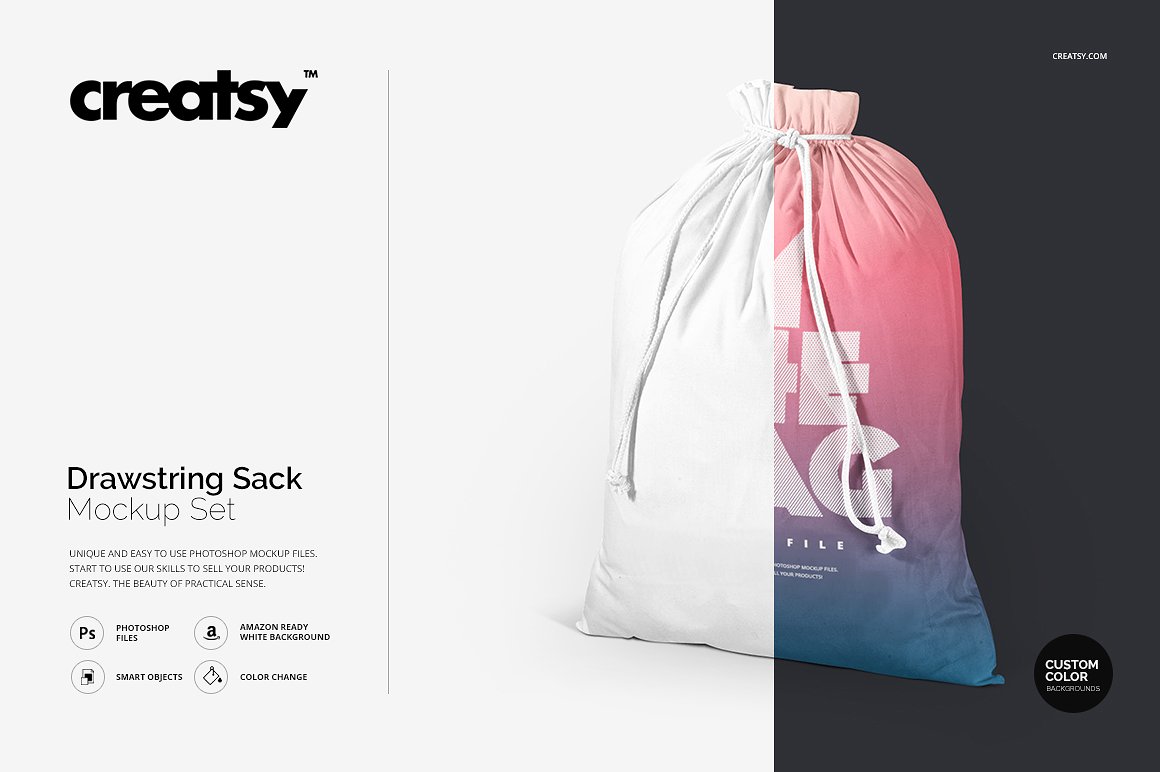 拉绳袋布袋样机模板集合 Drawstring Sack Mockup Set插图