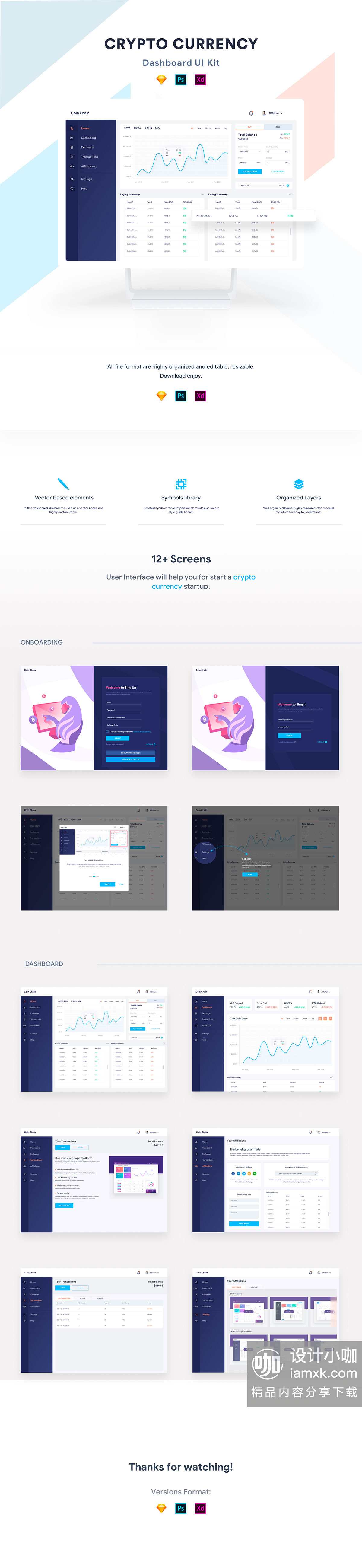 素材库下午茶：区块链技术管理后台UI KIT下载[PSD,Sketch,XD]