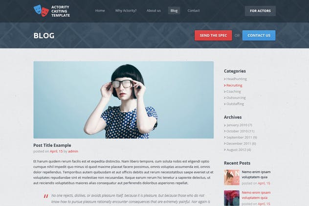多用途企业官网网站设计PSD模板 Actority – PSD Template for Casting Agencies插图(5)