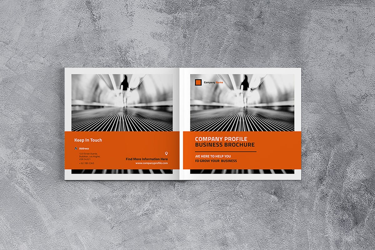 简约风格方形企业介绍手册设计模板 Square Company Profile插图